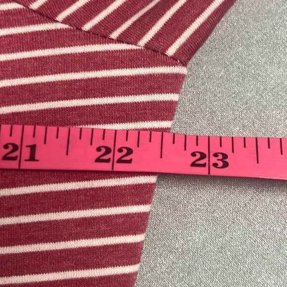 Merokeety Red White Pinstripe Midi Dress Long Sleeves XXL NWT Flowy Casual - Picture 9 of 11